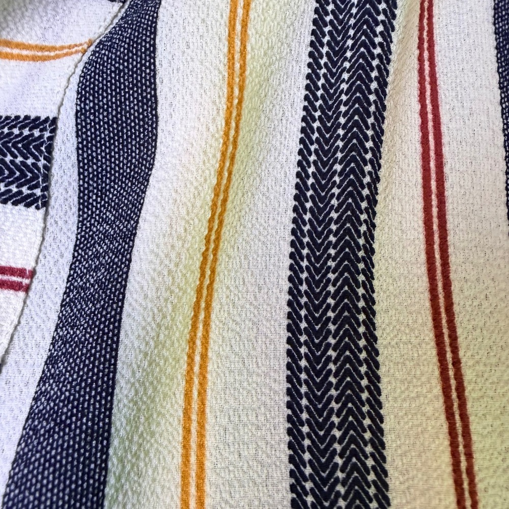 Monteau Los Angeles Striped Wrap Dress Navy Orange Cream V-Neck Pockets Large - Picture 9 of 16